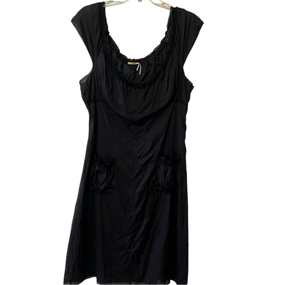 Max Studio Lagenlook Linen Dress with Pockets dark black slightly sheer Large - Picture 8 of 16